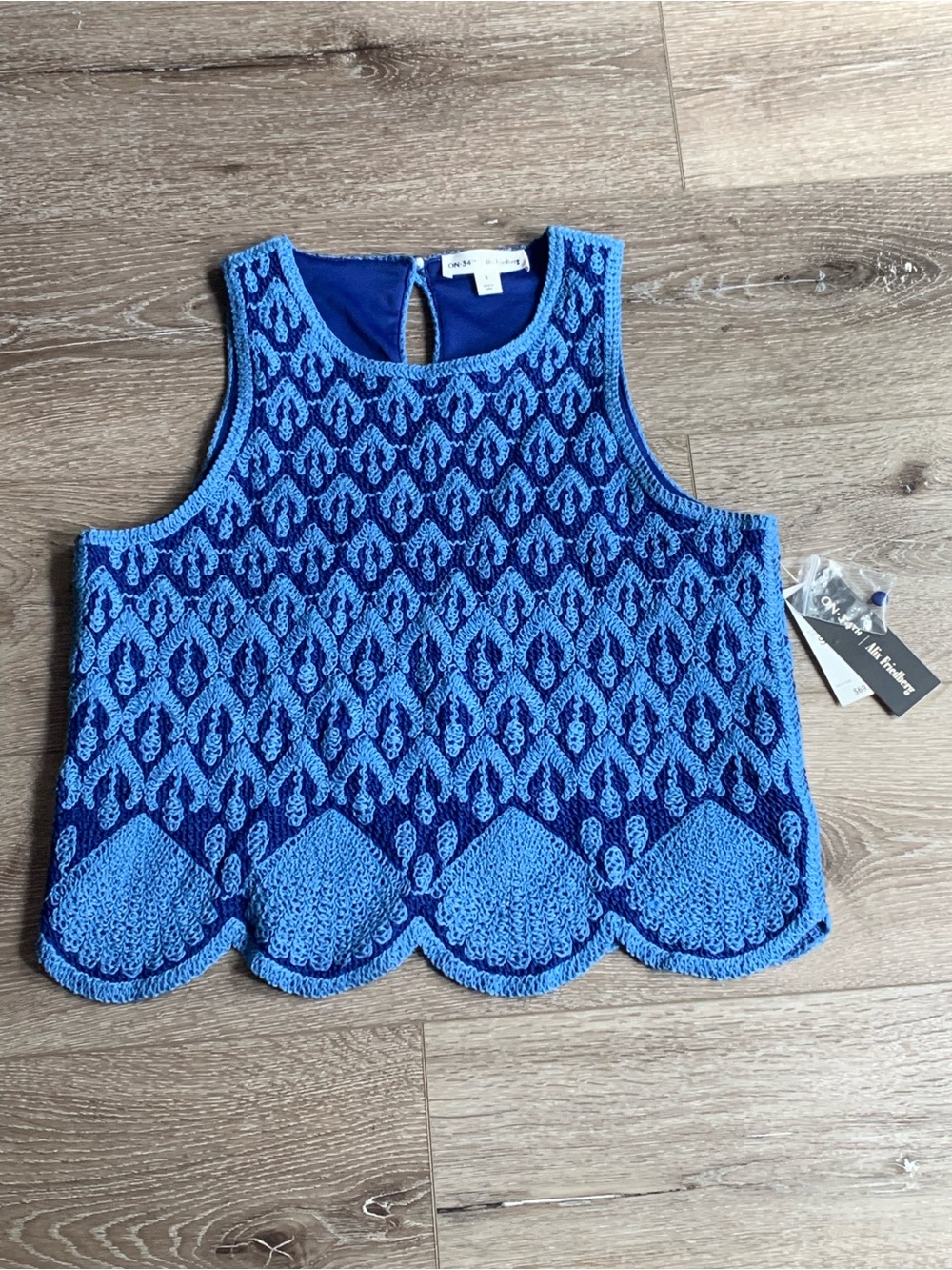 On-34 Crotchet Sleeveless Top Blue Woman’s Size S NWT